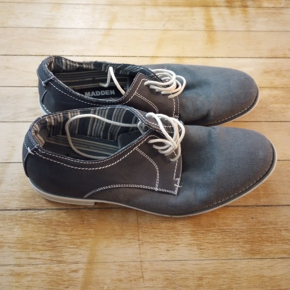 Madden By Steve Madden Canvas Oxford Gray Shoes Men Size 9